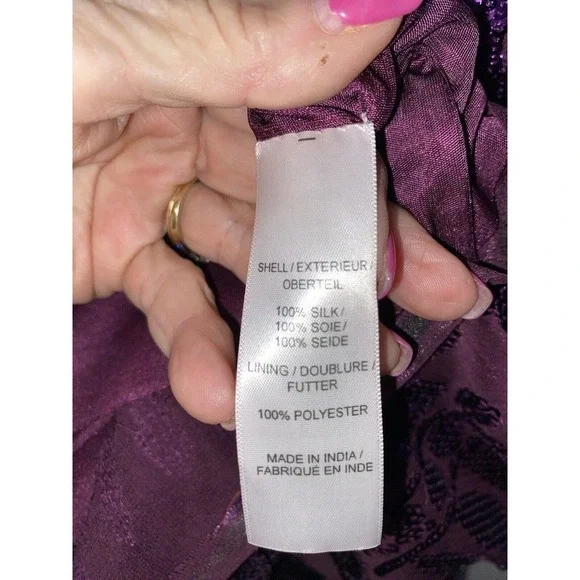 Purple sequence and silk dress by Aiden Mattocks sleeveless above the‎ knee SZ 2 - Picture 4 of 4